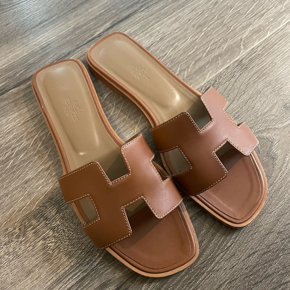 Authentic Hermes Oran Sandals - size 38